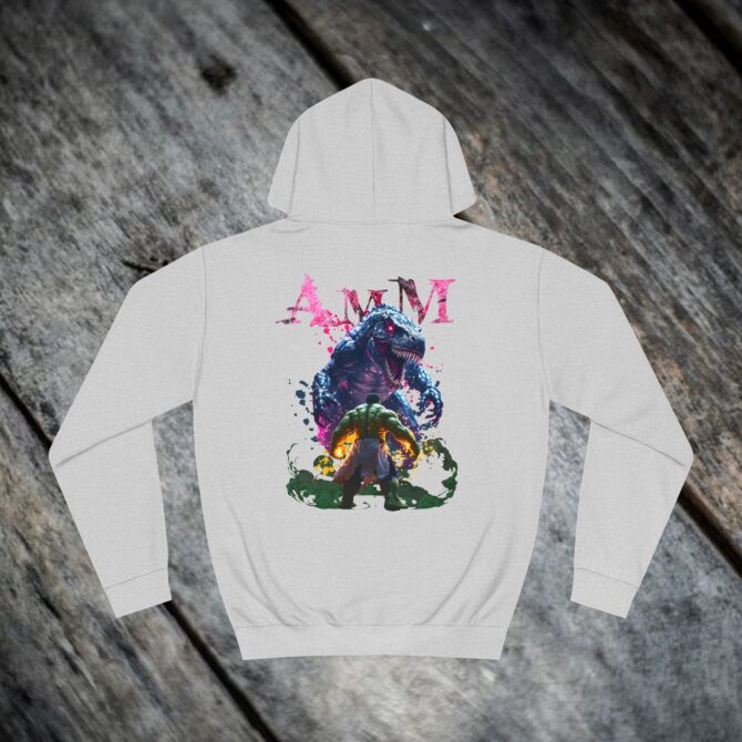 Clash of Titans Tee: Hulk vs T-Rex Showdown Unisex College Hoodie