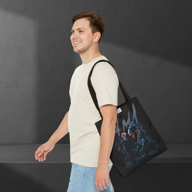 Venom vs Trump Tee: Battle of Power and Persuasion Tote Bag (AOP) - Image 7