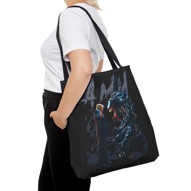 Venom vs Trump Tee: Battle of Power and Persuasion Tote Bag (AOP) - Image 12