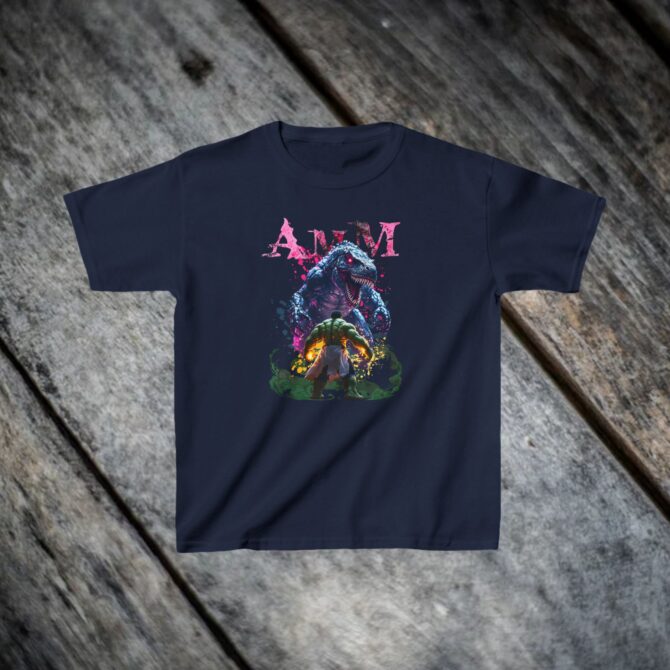 Clash of Titans Tee: Hulk vs T-Rex Showdown Kids Heavy Cotton™ Tee - Image 11