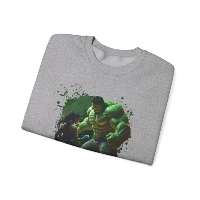 Battle Legends Tee: Hulk vs Tomb Raider Showdown Crewneck Sweatshirt - Image 4