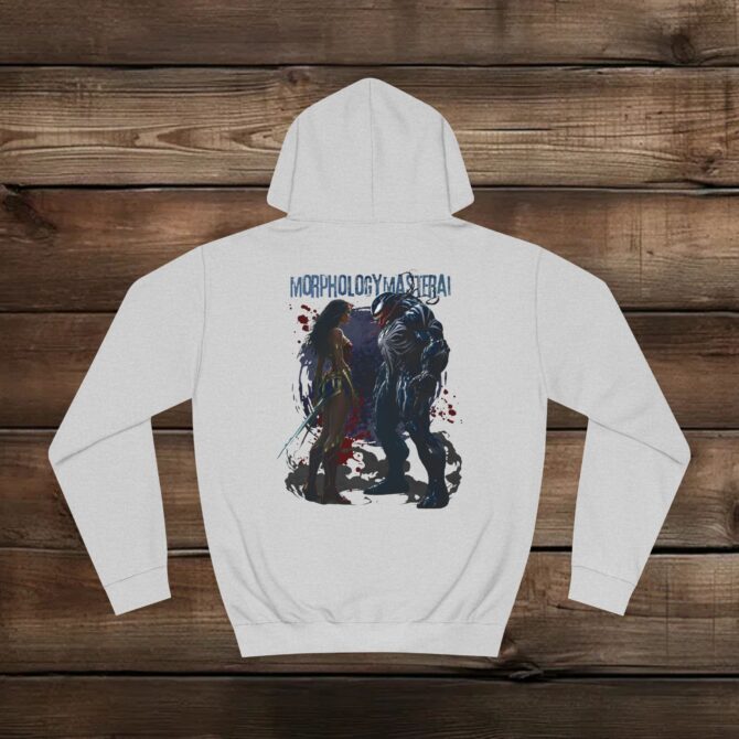Venom vs Wonder Tee: Clash of Power and Justice Unisex College Hoodie - Image 5