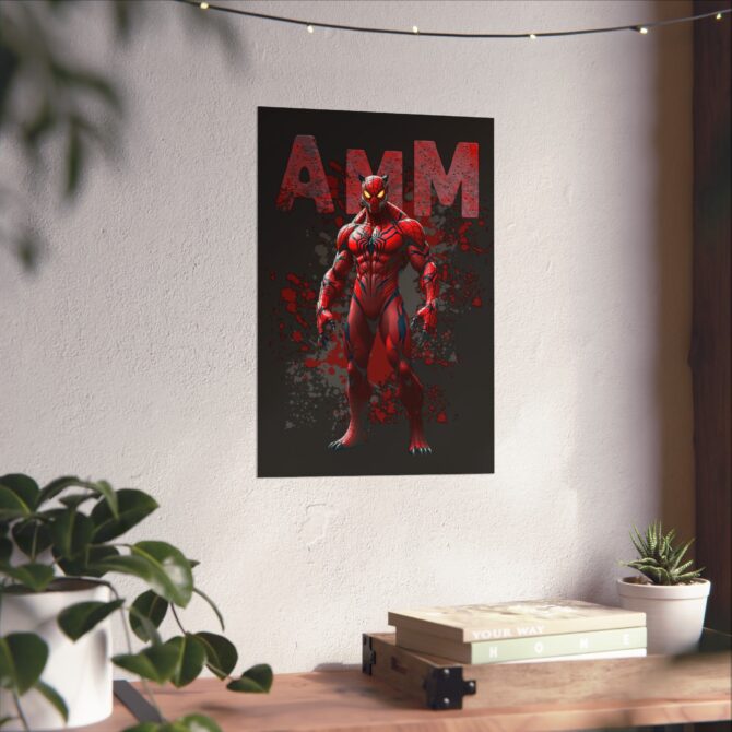 Red Venom Spider Tee: Fusion of Hero and Havoc Matte Vertical Posters - Image 46