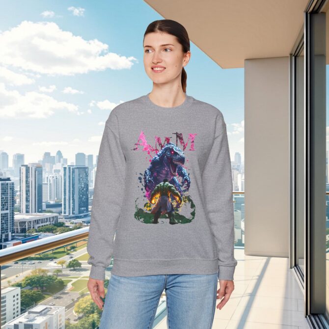 Clash of Titans Tee: Hulk vs T-Rex Showdown Crewneck Sweatshirt - Image 11
