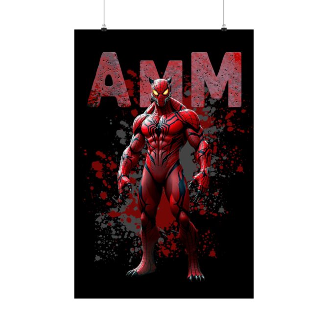 Red Venom Spider Tee: Fusion of Hero and Havoc Matte Vertical Posters - Image 91