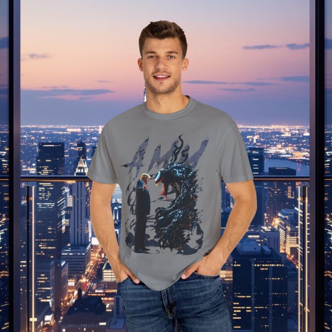 Venom vs Trump Tee: Battle of Power and Persuasion Unisex T-shirt - Image 33