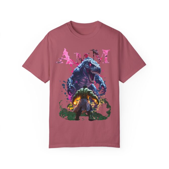 Clash of Titans Tee: Hulk vs T-Rex Showdown Unisex T-shirt - Image 66
